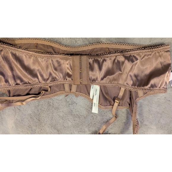 Anthropologie Satin Garter Bra Top Bronze Mesh Lace Straps Adjustable S - Picture 6 of 6